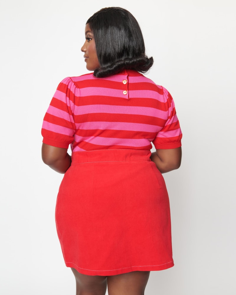 Plus size red and white striped skirt hotsell